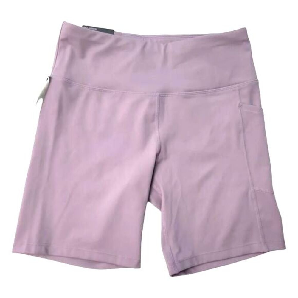 DKNY women’s small stardust lilac UFQ bike shorts 7” inseam high rise pocket NWT